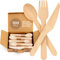 Juego de cubiertos desechables - Set de 100 piezas (40 Tenedores | 20 Cuchillos | 40 Cucharas) - Cucharas de madera - Utensilios 100% Biodegradables y Naturales - Eco-Amigables para Fiestas y Eventos