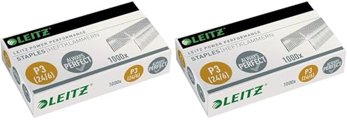 Leitz Power Performance Heftklammern P3, 1000 Stück, Verzinkt, 55700000 24/6mm (Packung mit 2)