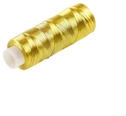 Gbtdoface Gold Metallic Kordel,200 Meter lang,Stickgarn in Silber und Gold für elegante und kreative Projekte für Bastelarbeiten,Hochzeit Dekorieren oder Verpacken (1 Goldfaden)