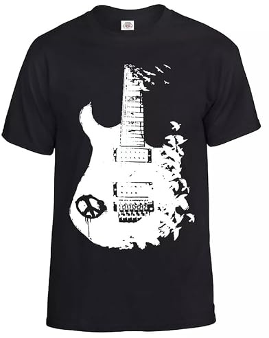 Band Guitar T Shirt Banksy Metal Peace Music Crow Goth Tattoo Tee Gift Top 2 Colour