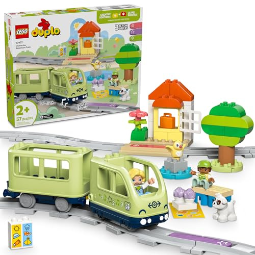 LEGO 10427 DUPLO Interaktive Abenteuer-Eisenbahn – Lernspielzeug, Zug mit Lichtern & Geräuschen, Eisenbahn-Spielset, Geschenkidee für Kinder ab 2 Jahren