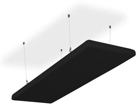 SILENT4® Ljudisolerande tak, 114 x 36 x 5 cm, akustisk bild, akustiska paneler av akustisk, repmontering, mätbar förbättrad rumsakustik tack vare akustiska plattor med tvättbart tygöverdrag i svart
