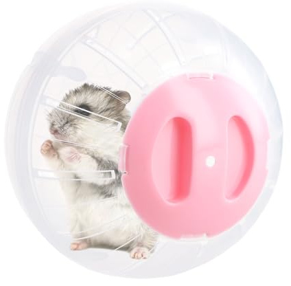 Balle d'exercice transparente pour hamsters – 14,5 cm, jouet d'activité pour petits animaux (rose)