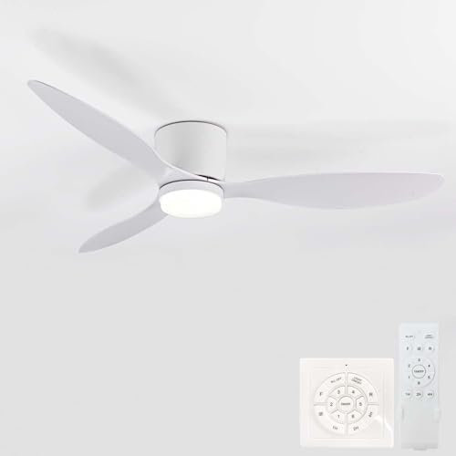 Dfiacn Grand Ventilateur Plafond Avec Lumiere Salon Silencieux 3 Couleurs Lampe Ventilateur Avec Télécommande App Réversible Luminaire Ventilateur 6 Vitesses Mémoire Timing Chambre Φ 132cm, Blanc
