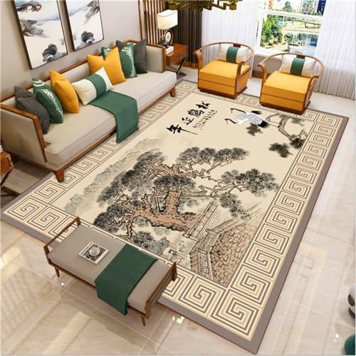 Gamer Teppich Home Teppich Orientalischer Teppich Grauer Rand Dekoration Wohnzimmer großer Teppich pflegeleicht Webteppich 160X230CM