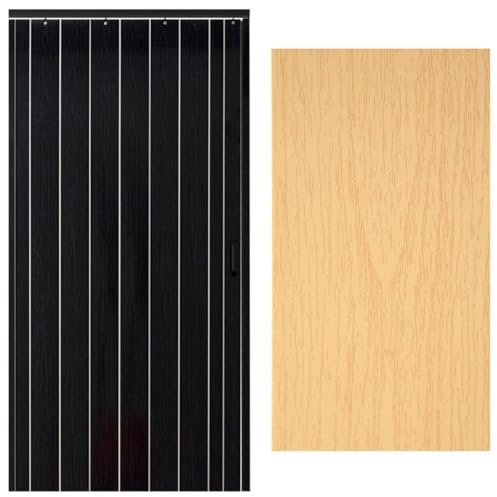 Porta a Soffietto da Interno Porta Pieghevole a Fisarmonica Venatura del Legno, Porta Scorrevole Pieghevole in Pvc Impermeabile per Interni Esterni, 100% Oscurante Chiusura Magnetica Armadio Porta Div