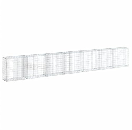 vidaXL Gabionkorg med skydd 700x50x100 cm galvaniserat järn, gabionkorg, stenmur, gabionmur, gabionkorgar, stenmurar, gabinmurar, gabionvägg