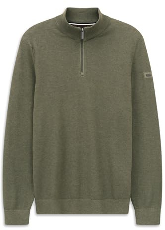bugatti Herren Troyer Strickpullover Stehkragen kurzer Reißverschluss Basic