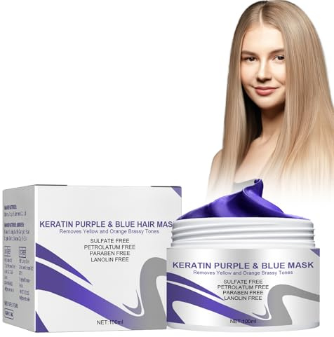 Purple Haarpflege Maske, 100 Ml Keratin Haarkur Haar Maske Colour Gloss Haarmaske Purple Mask Mit Anti-Gelbstich Effekt, Haarpflegemaske Temporäre Haartönung Für Gefärbtes, Trockenes,Geschädigtes Haar