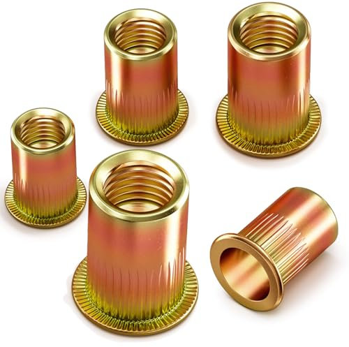 YOOPIN M8 Rivet Nuts, 120PCS Threaded Rivet Nuts, Zinc Plated Carbon Steel Rivnuts, Flat Head Threaded Insert Nuts for Metal Sheets, Electrical Appliances and Industrial Products