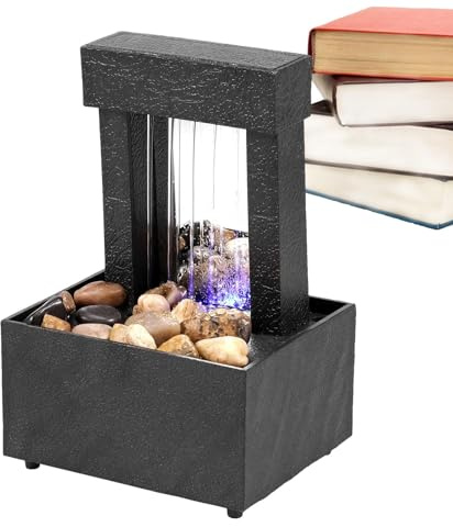 Fuente de cascada con juegos de agua relajantes - Fuente de mesa, fuente de cascada de mesa | Fuente de escritorio para meditación zen con luz LED, decoración para espacios interiores de h