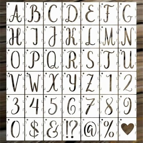 Letter Stencils, 42-Piece Reusable Alphabet Stencil Templates for Wall Painting, DIY Art and Decoration