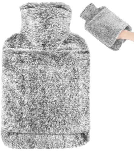 Gylinm Hot Water Bottle with Cover UK,2L Leakproof Large Hot Water Bag for Warming The Shoulders, Neck, Hands, and Feet,Gifts for Women,Men
