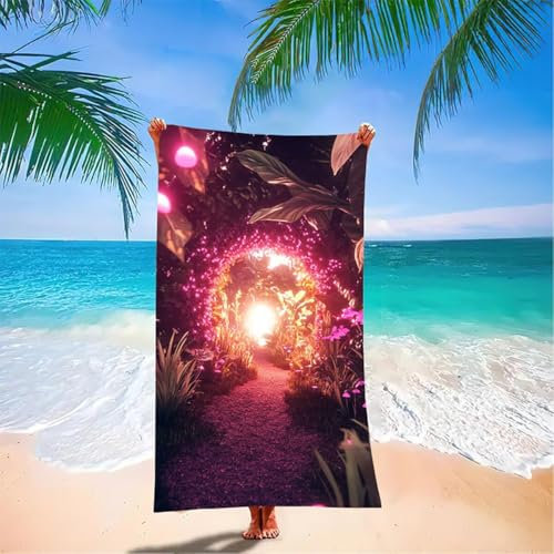 Telo Mare Grande 180x90cm Fiore Telo Mare Microfibra Asciugatura Rapida Bagno Asciugamano da Spiaggia, Asciugamano Palestra Uomo Antisabbia Stuoia Spiaggia Assorbente per Palestra Viaggi - Viola 1R-2