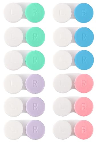 Lot de 12 étuis colorés pour lentilles de contact, kit d'immersion, emballage étanche, convient pour mini étui extérieur à vis
