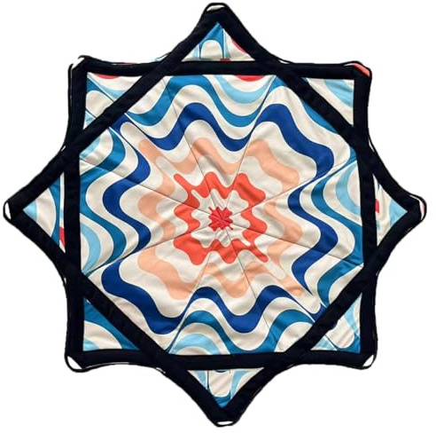 Homtrator Tissu Rotatif Flowstar for Débutants, 62cm, Tissu Rotatif Flow Star, Facile à Tourner, Imprimé sur Les Côtés, Jouet De Jonglage Rotatif du Bout des Doigts, Durable, Amusant Et Stimulant
