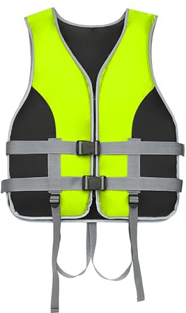 LIXQQS Gilet de Sauvetage Adulte Enfant: Aide à la Flottabilité 150N avec Sifflet et Sangles Kayak Paddle Bateau Sports Nautiques(Green2,M)