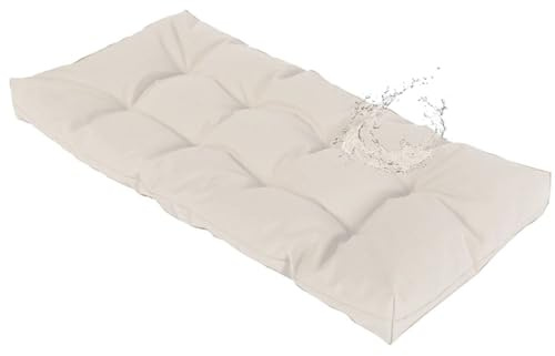 AQIGR Cojin para Banco Jardin Exterior Interior 120/140 /100/150/180,Impermeable Cojín para Bancos de 2 y 3 Plazas, 8-10 cm de Grosor Cojín para Muebles Exterior(Beige,110x35cm)