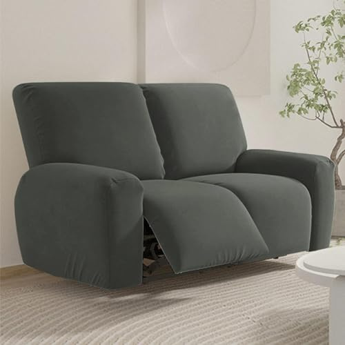 Relaxsessel Bezüge 2 Sitzer für Sessel mit Taschen Stretch Relaxsessel Schonbezug für elektrischen Sessel Sofabezüge für das Wohnzimmer (2 Sitzer Anthrazit)