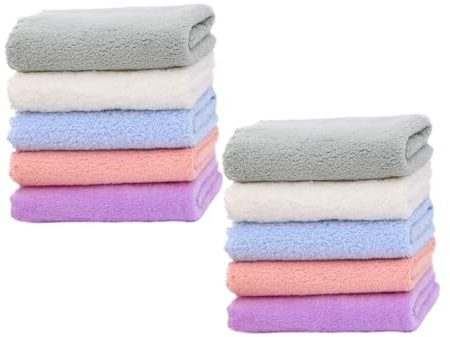 POPETPOP 10 pièces Lingettes Lavables Garçon Fille Microfibre Serviettes Carrées et Absorbantes pour Visage et Bain Lot Mixte pour Garçon Fille