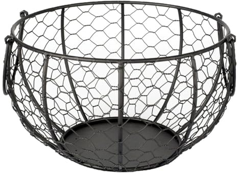 Cestini per uova fresche, portauova vintage in metallo, grande capacità, design resistente intrecciato a mano, espositore per uova fresche di fattoria, pezzo decorativo rustico per cucina, decorazione