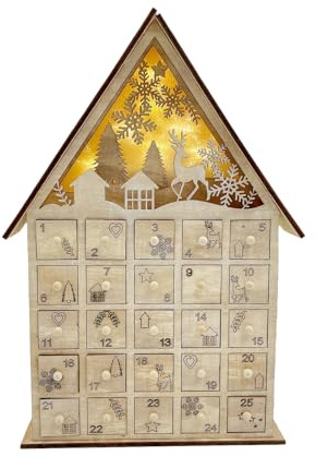 Calendrier De L En Bois Sculpté Du Festival Calendrier L En Bois Éclairé Avec 24 Tiroirs Et Décors Rennes D'arbre Noël Décors Éclairés Par LED