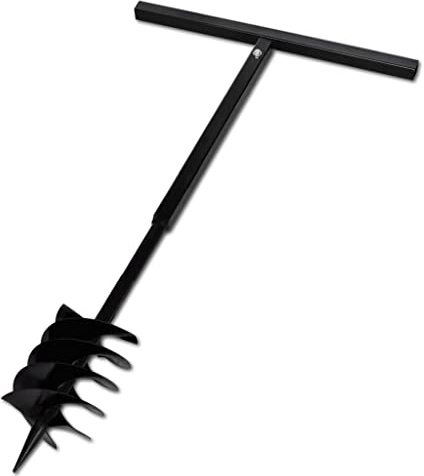 Tarière Manuelle, Perceuse Manuelle Tarière de Jardinage Outil de Plantation avec mèche de tarière 180 mm Acier Noir