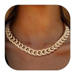 PROSTEEL Girocollo Spessa Donna Punk Oro, Collana Catena Grossa Dorata a Moschettone, Larghezza 13MM, Lunghezza 45CM, Leggero Impermeabile Ipoallergenico