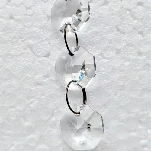 XIANGGUA 1 Meter Crystal Octagonal Beads Curtain Garland for Lighting Parts Prism Pendant Suncatcher DIY Home Wedding Garden Decoration(Bronze ring)