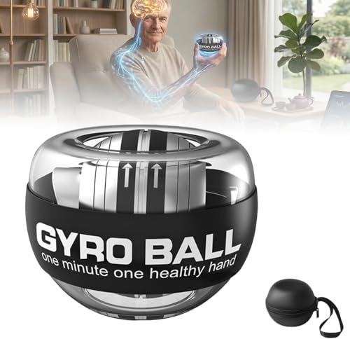 NeuroSpin Hand Grip Strengthener, gyro ball with Storage Bag, Progressive Resistance Wrist & Forearm Exerciser for Brain-Hand Coordination, Ergonomic Portable Hand Trainer for Seniors