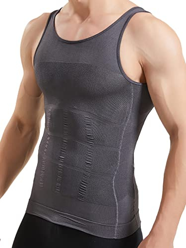 HANERDUN Canotta Contenitiva Uomo Canottiera Compressione Modellante Maglietta Intimo Maglia Pancia Piatta Traspirante Senza Maniche Sportivo Biancheria Intima