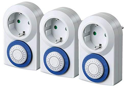 Brennenstuhl Zeitschaltuhr MMZ 20, mechanische Timer-Steckdose (Tages-Zeitschaltuhr, mit erhöhtem Berührungsschutz, für den Innenbereich) weiß (3er Pack)