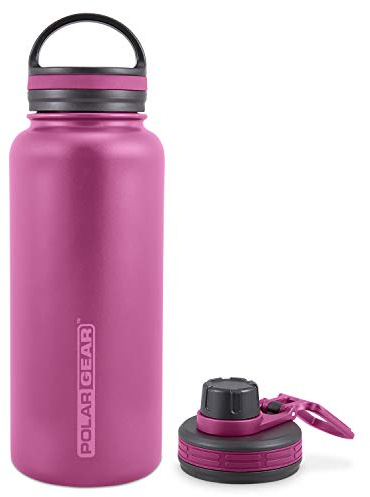 Polar Gear 1L Insulated Water Bottle - 2 Lids - Leakproof Stainless Steel | Vacuum-insulated bottle, keeps drinks hot for 12 hours and cold for 24 hours, durable double-wall build for sports, gym, work