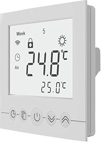 Termostato digitale per ambiente con bottoni, 16 Ampere, bianco