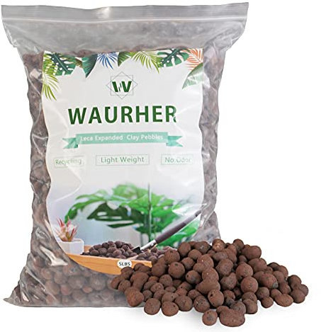 WAURHER Leca Expanded Clay Pebbles Grow Media for Indoor Plants Hydroponic Growing Gardening System Supplies 5LBS