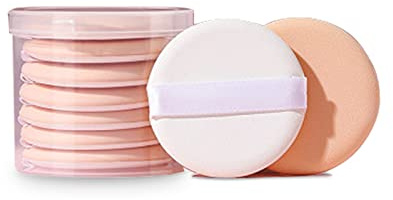 Puderquaste Runde, 7 Stück Make-up Puffs Puder Pads Luftkissen Schwamm Gründung mit Riemen, waschbare Puderquasten mit großem Gesicht für losen Puder, Kosmetik weich Sponge Powder Puffs