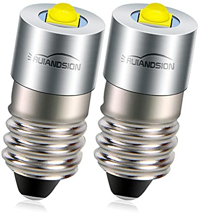 Ruiandsion Bombilla LED E10 de 6 a 24 V, no polar, 372 lm, 6000 K, luz blanca de repuesto para faro de bicicleta, lámpara de taller, paquete de 2