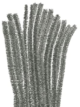 Pfeifenreiniger Chenille, Metall, Silber, 10 mm x 30 cm. 10 Stück.