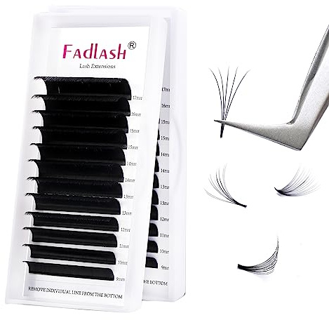 FADLASH Easy Fan Lashes CC Curl 0.07 9-17mm Mixed Length Russian Lashes Natural Look Self Fanning Eye Lashes Automatic Blooming Russian Eyelashes Extensions(0.07-CC-917), 1
