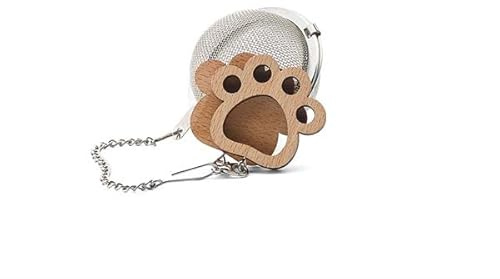 Teemando® - Uovo da tè Hera, in acciaio inox, con ciondolo in legno (ppie), diametro circa 5 cm