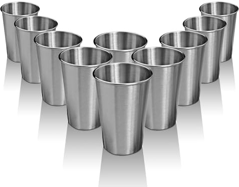WANBY Edelstahl Becher 500ml 10Stück Trinkbecher Wasserbecher Tumbler Set | Leichte Unzerbrechlich Große Geschirrspüler Sichere Gläser Satz Metall Trinkgläser für Wasser Saft Cocktail Tragbar Camping