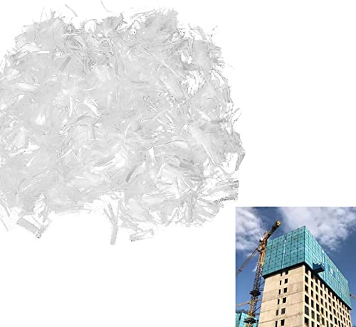 1000/500 g de fibre de polypropylène, fibre de verre, polyfibres de 12 mm pour béton, mortier, plâtre, chape, empêche la formation de fissures, réduit le rétrécissement (500, grammes)