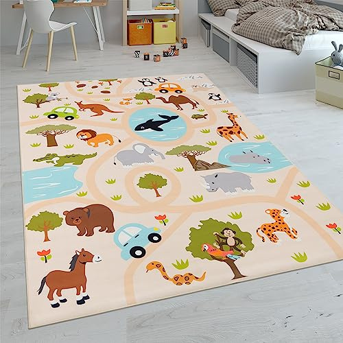 Paco Home Barnmattor, Stora mattor för Barnrum med olika Designer Lekmattor Färgglada, Storlek:140x200 cm, Färg:Flerfärgad 2