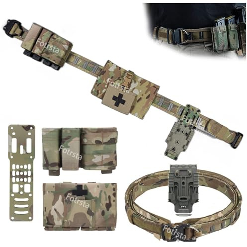 Fotrsta Ceinture Combat Molle Tactique avec 9mm + 5.56 Pistolet Double Magazine Pouch Kit Médical Tactique Rapide Plaque D'extension Suspendue D'étui Tactique