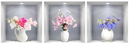 3 Stück Aquarell Blumentöpfe Blumenvase 3D Pvc Dekoration Wand aufkleber für Heim dekor Wandt reben Wand aufkleber für Heim Wohnzimmer Büro