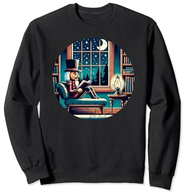 Casse-noisette de lecture de livre vintage pour les amateurs de livres de Noël Sweatshirt