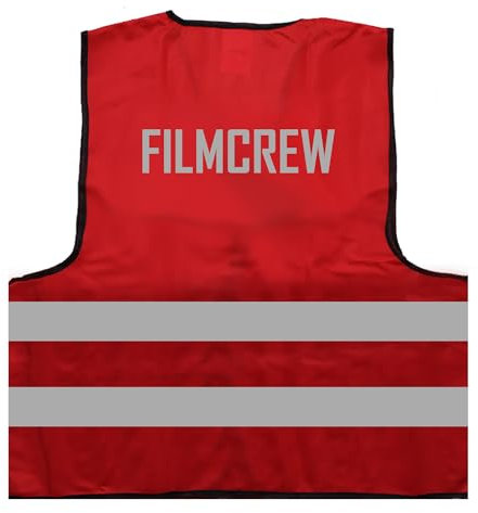 Filmcrew Warnweste BZW. Signalweste mit reflektierendem Aufdruck - Größe L/XL, Rot