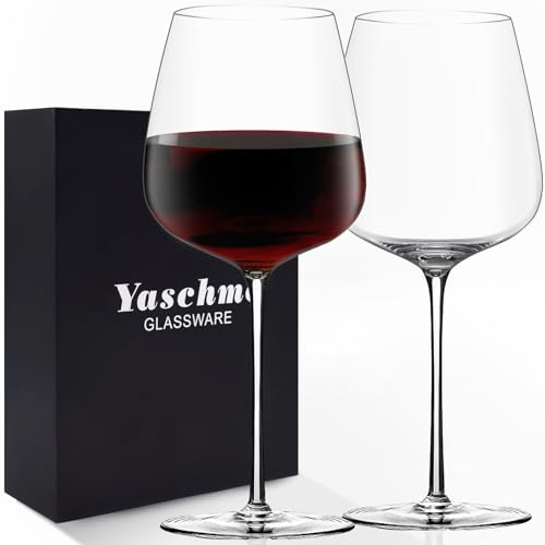 Red Wine Glasses Set of 2, 24oz Large Wine Glasses, Hand Blown Crystal, Ultra-Thin Rim, Long Stem, Lightweight, Ideal for Wine Tasting, Unique Wedding, Anniversary, Christmas, Birthday Gift