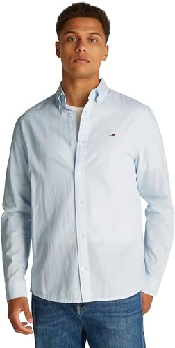 Tommy Jeans Tjm Reg Linen Blend LS Shirt Ext, Camicia L/S Uomo, Blu (Sweet Blue), XL