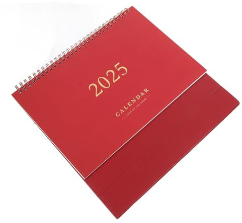 Sewroro Tischkalender Stehender Kalender Mit Edler Heißfolienprägung Großes Format Weinrot Minimalistischer Schreibtisch Kalender Für Büro Und Zuhause Organisator Und Dekoration